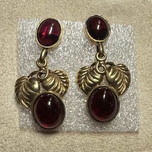 Floral Garnet Dangling Vermeil Earrings, MFA, Mid 1900s